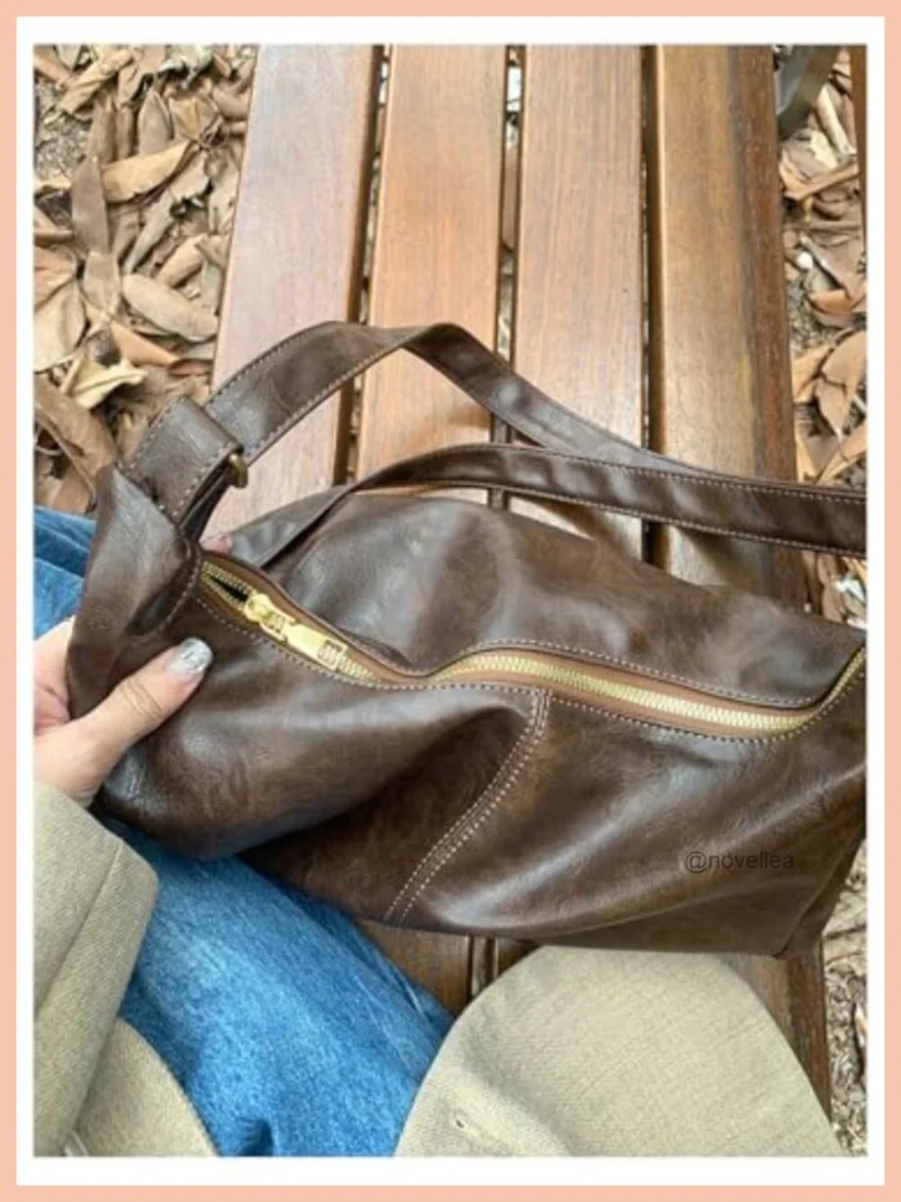 Women's PU Leather Slouchy Crossbody Hobo Bag with Zipper